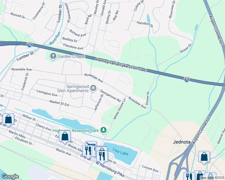 map of restaurants, bars, coffee shops, grocery stores, and more near 1649 Rosedale Avenue in Middletown