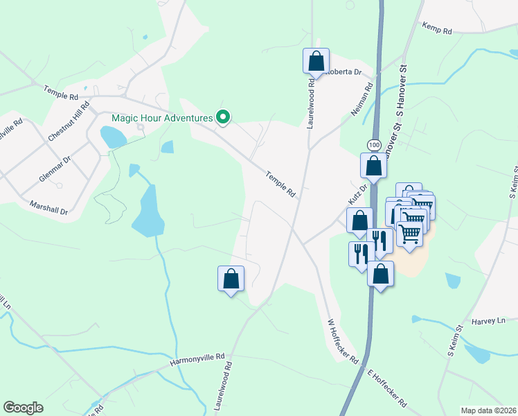 map of restaurants, bars, coffee shops, grocery stores, and more near 746 West Hoffecker Road in Pottstown