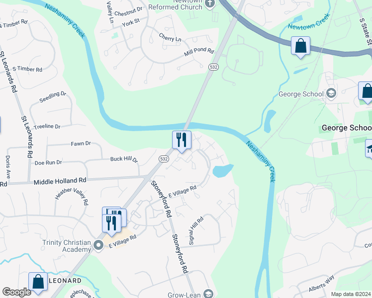 map of restaurants, bars, coffee shops, grocery stores, and more near 2175 Henley Commons Drive in Holland