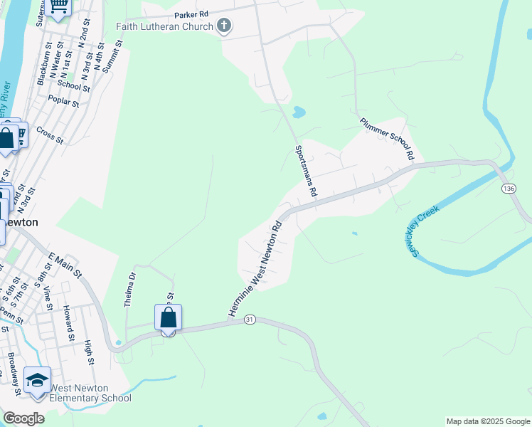 map of restaurants, bars, coffee shops, grocery stores, and more near in West Newton