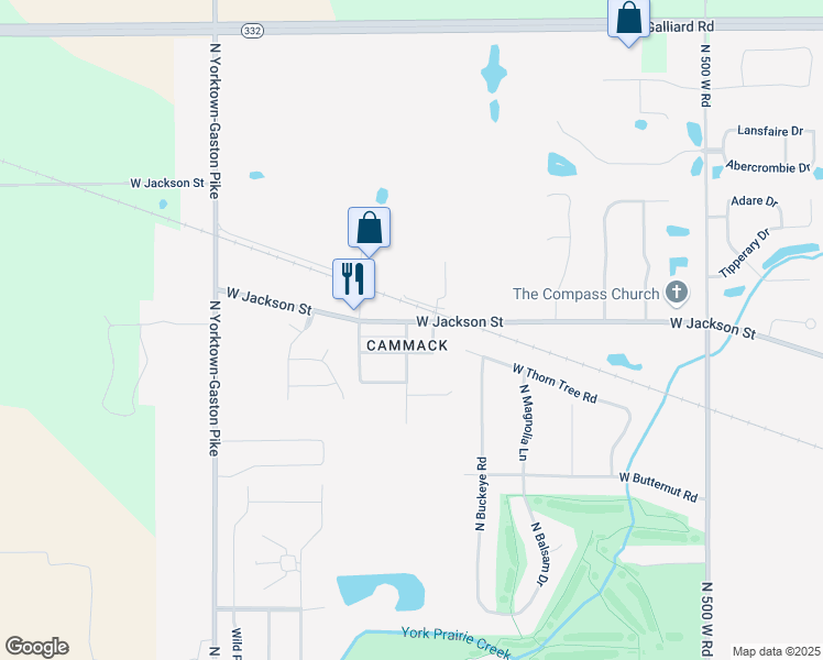 map of restaurants, bars, coffee shops, grocery stores, and more near 9100 West Jackson Street in Muncie