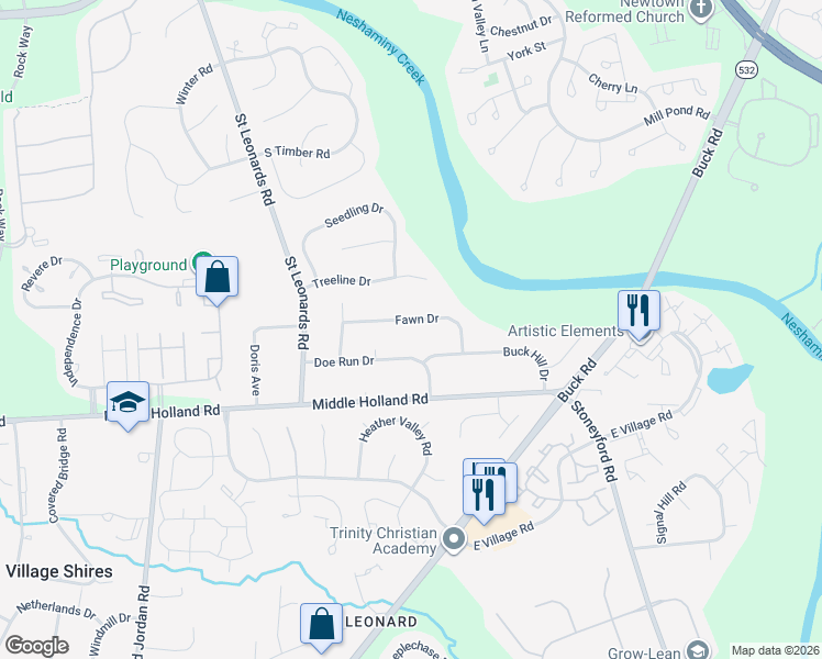 map of restaurants, bars, coffee shops, grocery stores, and more near 76 Fawn Drive in Holland
