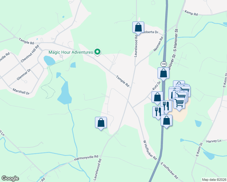 map of restaurants, bars, coffee shops, grocery stores, and more near 746 West Hoffecker Road in Pottstown