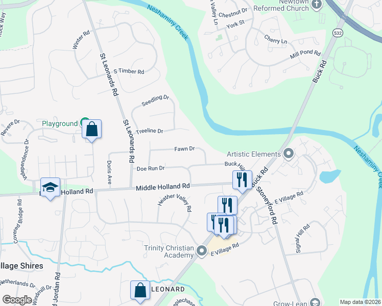 map of restaurants, bars, coffee shops, grocery stores, and more near 76 Fawn Drive in Holland
