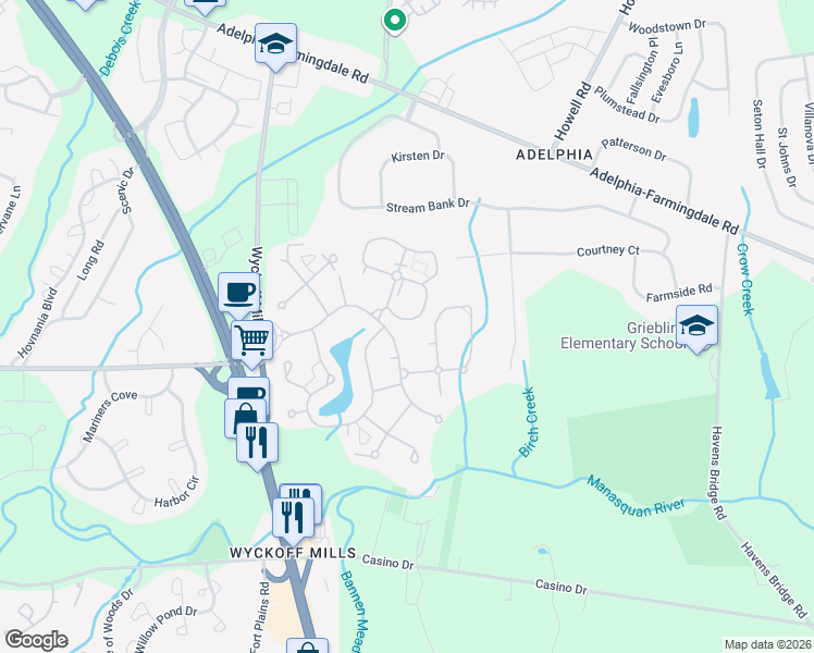map of restaurants, bars, coffee shops, grocery stores, and more near 10b Zacatin Road in Freehold