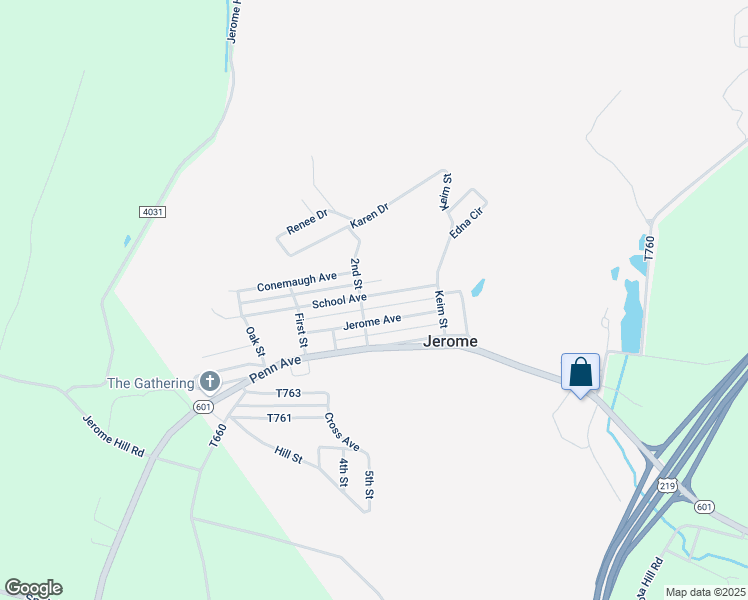 map of restaurants, bars, coffee shops, grocery stores, and more near 255 School Avenue in Jerome