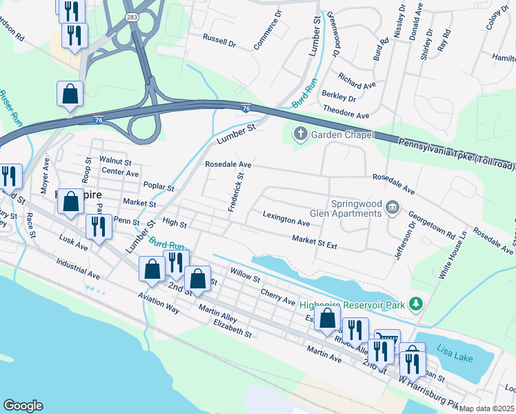 map of restaurants, bars, coffee shops, grocery stores, and more near 516 Mountain View Road in Middletown