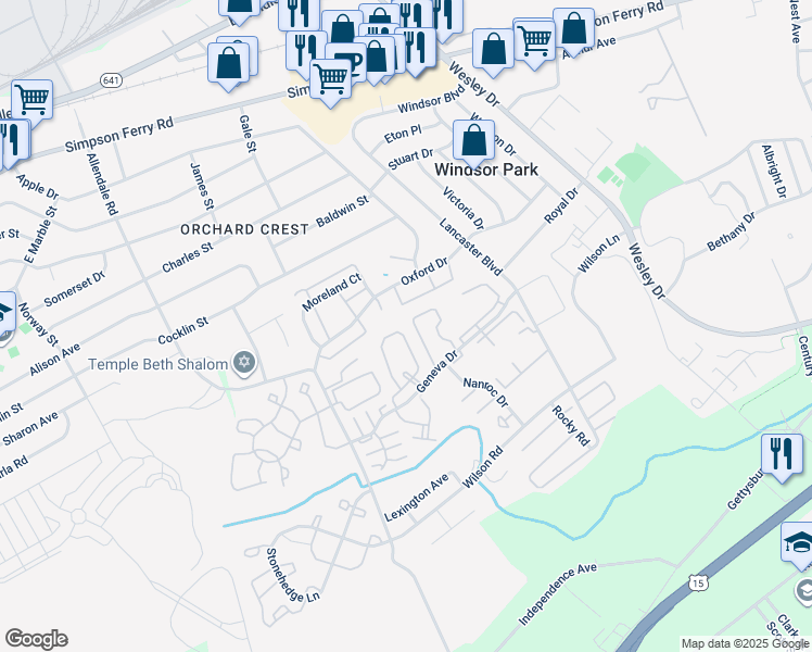 map of restaurants, bars, coffee shops, grocery stores, and more near 540 Brighton Place in Mechanicsburg