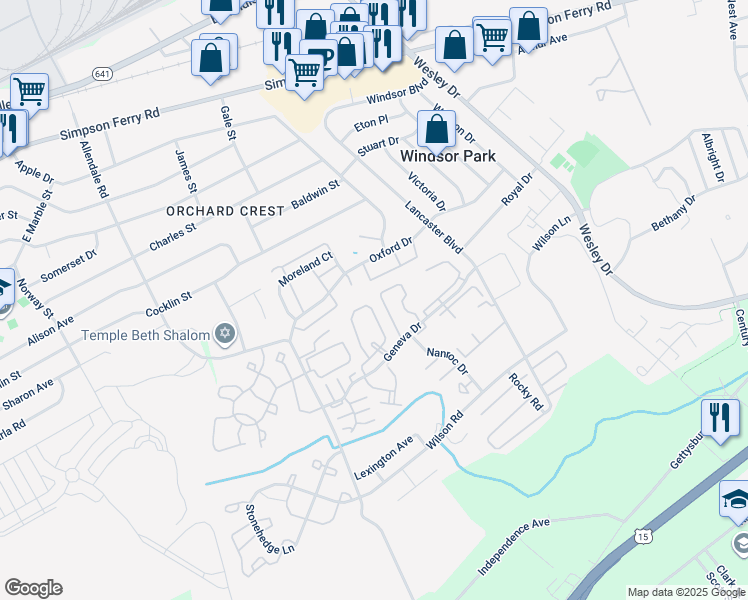 map of restaurants, bars, coffee shops, grocery stores, and more near 540 Brighton Place in Mechanicsburg