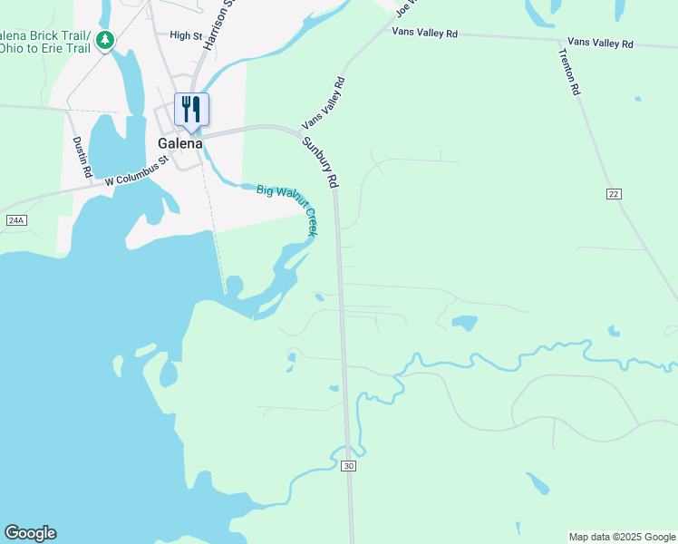 map of restaurants, bars, coffee shops, grocery stores, and more near 2789 Sunbury Road in Galena