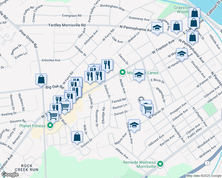 map of restaurants, bars, coffee shops, grocery stores, and more near 24 Doloro Circle in Morrisville