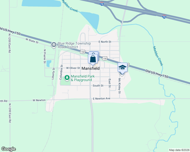 map of restaurants, bars, coffee shops, grocery stores, and more near 101 Illinois Street in Mansfield