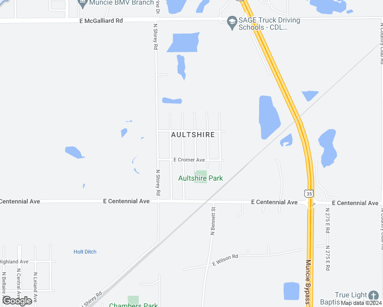 map of restaurants, bars, coffee shops, grocery stores, and more near 2005 North Watt Avenue in Muncie