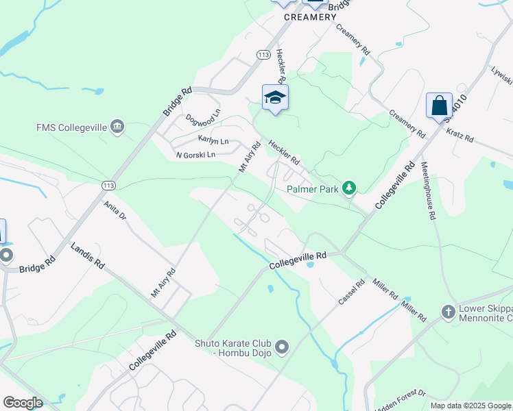 map of restaurants, bars, coffee shops, grocery stores, and more near 4017 Hoffman Court in Collegeville