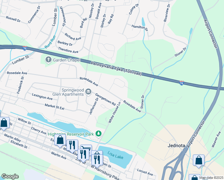 map of restaurants, bars, coffee shops, grocery stores, and more near 1649 Rosedale Avenue in Middletown
