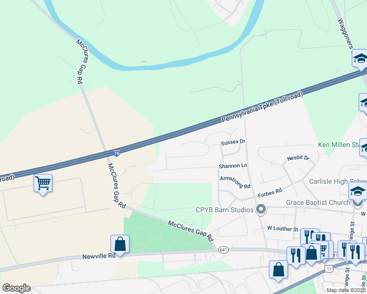 map of restaurants, bars, coffee shops, grocery stores, and more near 48 Sussex Drive in Carlisle
