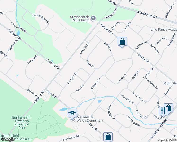 map of restaurants, bars, coffee shops, grocery stores, and more near 81 Hampton Drive in Southampton