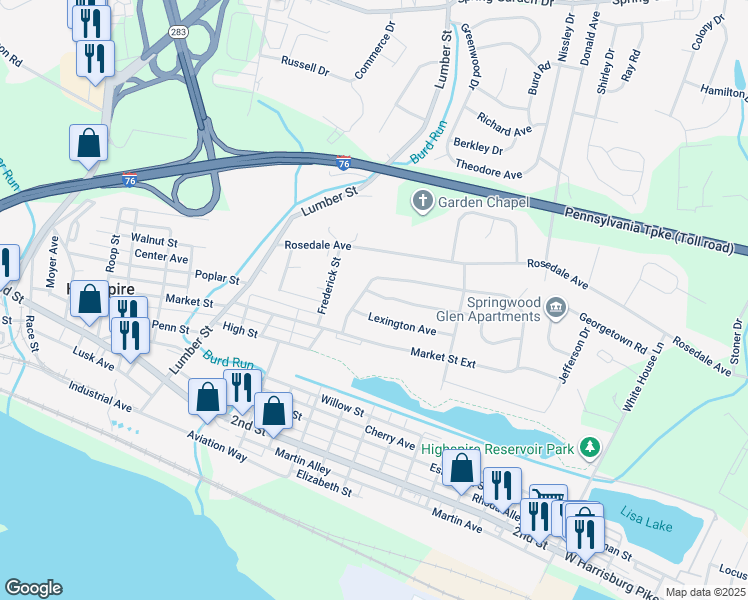 map of restaurants, bars, coffee shops, grocery stores, and more near 2086 Brentwood Drive in Middletown