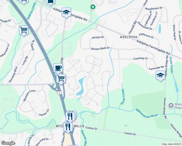 map of restaurants, bars, coffee shops, grocery stores, and more near 10b Zacatin Road in Freehold
