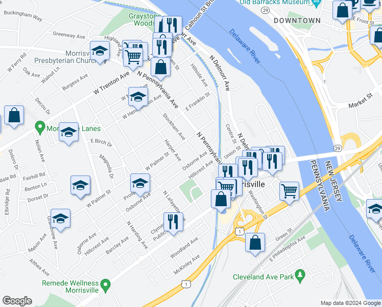 map of restaurants, bars, coffee shops, grocery stores, and more near 227 Stockham Avenue in Morrisville