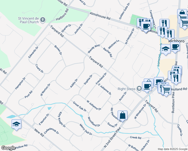 map of restaurants, bars, coffee shops, grocery stores, and more near 35 Sophia Drive in Southampton