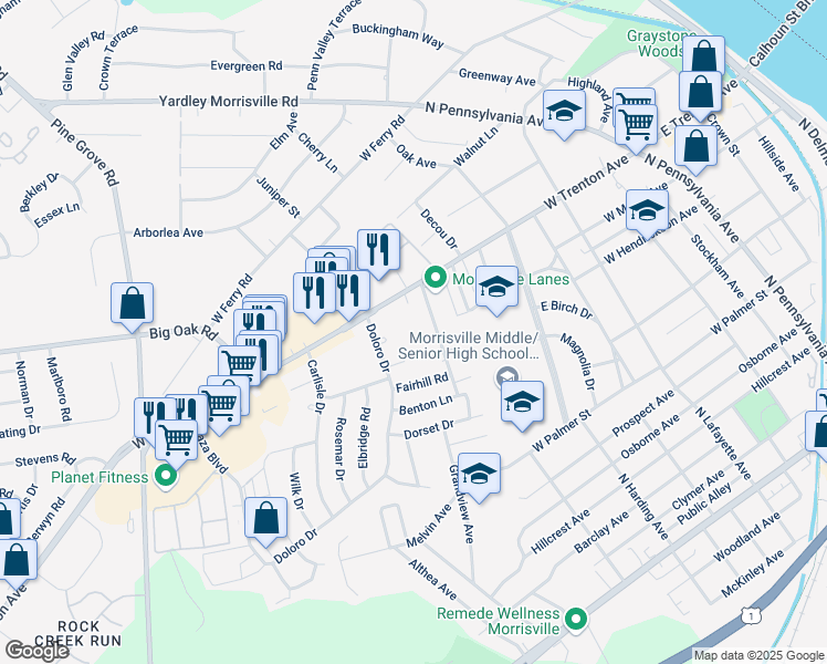 map of restaurants, bars, coffee shops, grocery stores, and more near 603 Nolan Avenue in Morrisville