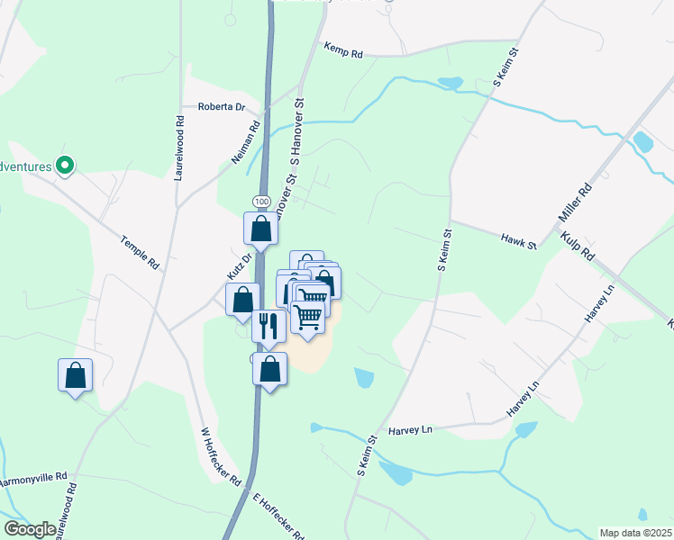map of restaurants, bars, coffee shops, grocery stores, and more near 1511 South Keim Street in Pottstown