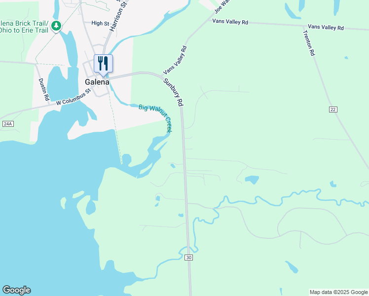 map of restaurants, bars, coffee shops, grocery stores, and more near 2789 Sunbury Road in Galena
