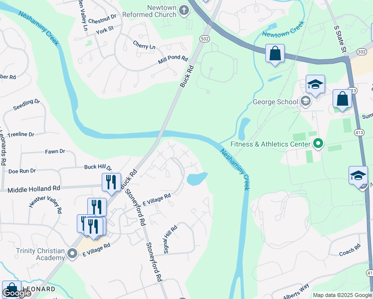 map of restaurants, bars, coffee shops, grocery stores, and more near 2133A Weybridge Commons Drive in Bucks County