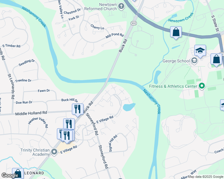 map of restaurants, bars, coffee shops, grocery stores, and more near 2155A Bromley Commons Drive in Holland