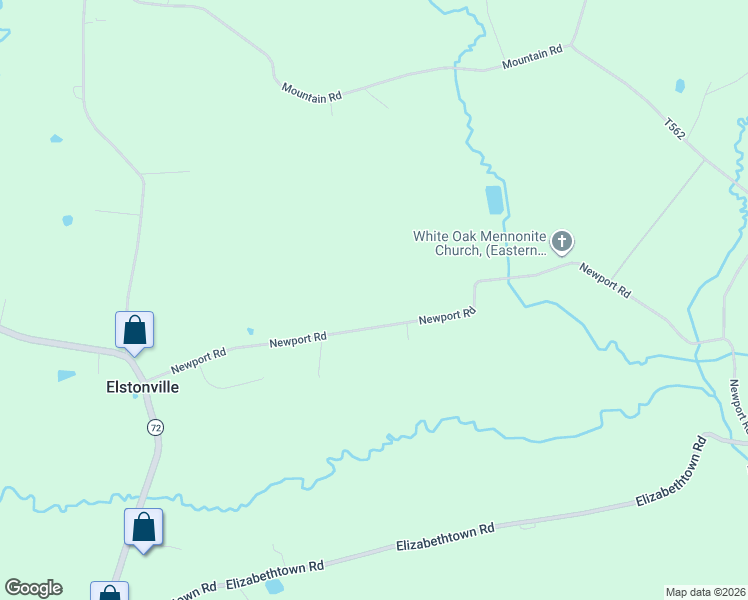 map of restaurants, bars, coffee shops, grocery stores, and more near 2702 Newport Road in Manheim