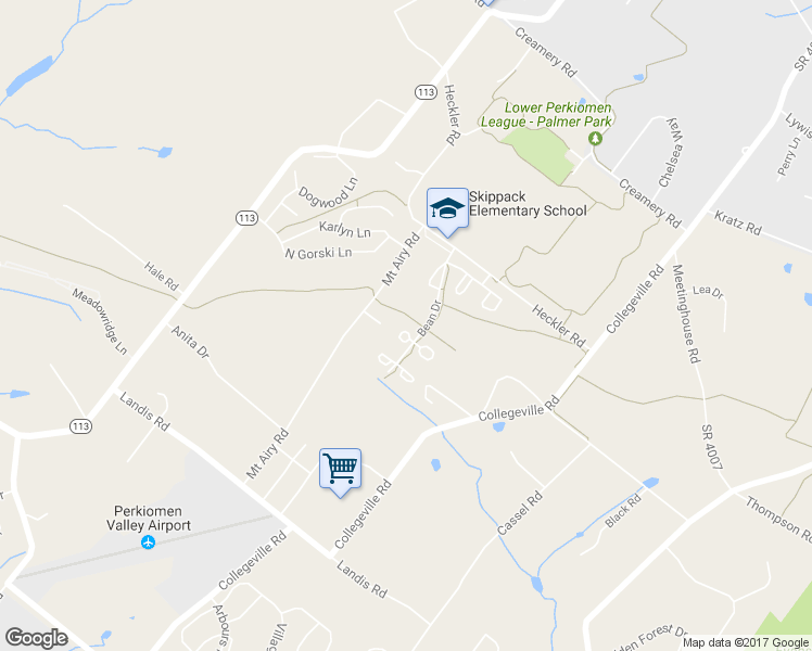 map of restaurants, bars, coffee shops, grocery stores, and more near 4011 Hoffman Court in Collegeville