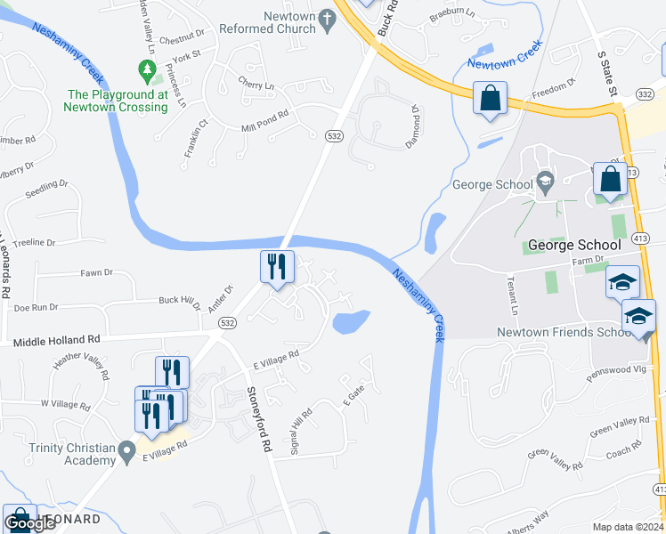 map of restaurants, bars, coffee shops, grocery stores, and more near 2130A Weybridge Commons Drive in Southampton