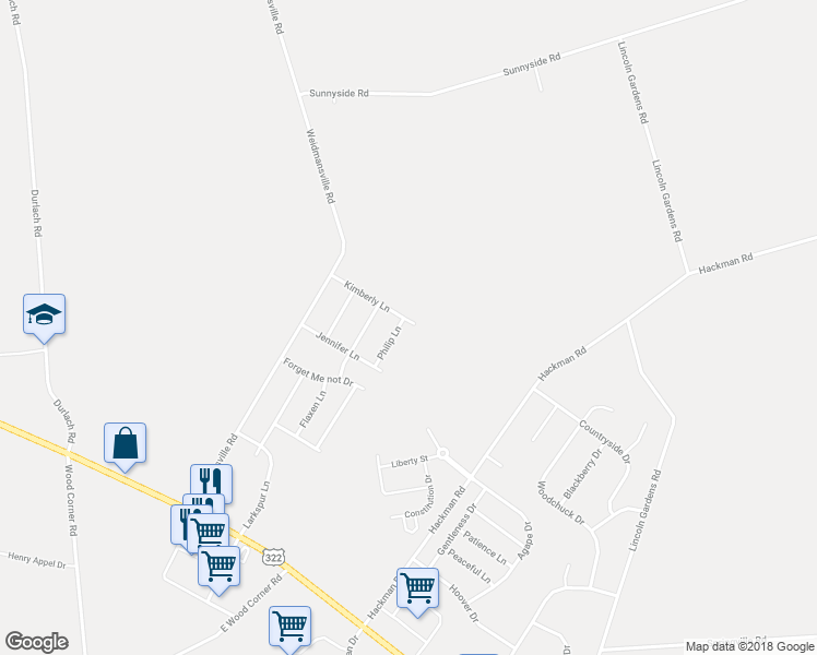 map of restaurants, bars, coffee shops, grocery stores, and more near 239 Philip Lane in Ephrata