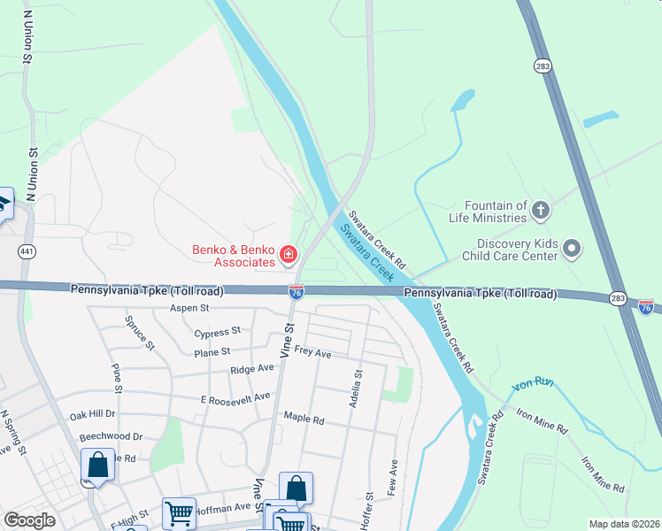 map of restaurants, bars, coffee shops, grocery stores, and more near 221 Eby Lane in Middletown
