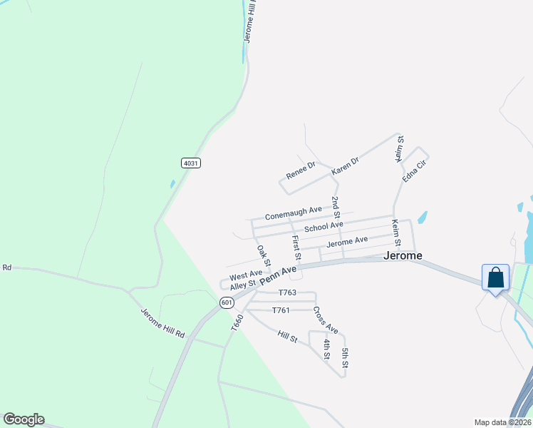 map of restaurants, bars, coffee shops, grocery stores, and more near 117 Conemaugh Avenue in Jerome