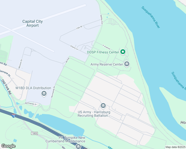 map of restaurants, bars, coffee shops, grocery stores, and more near J Avenue in York County