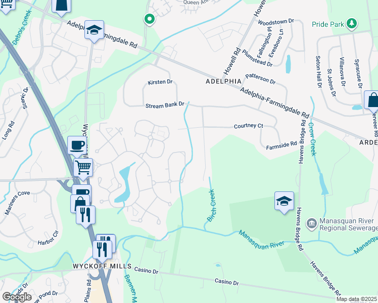 map of restaurants, bars, coffee shops, grocery stores, and more near 65 Corso Italia in Freehold