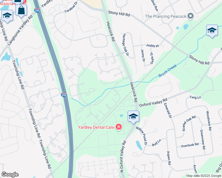 map of restaurants, bars, coffee shops, grocery stores, and more near 1902 Covington Road in Yardley