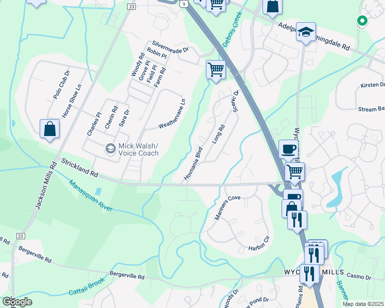 map of restaurants, bars, coffee shops, grocery stores, and more near 3-7 Atlanta Court in Freehold