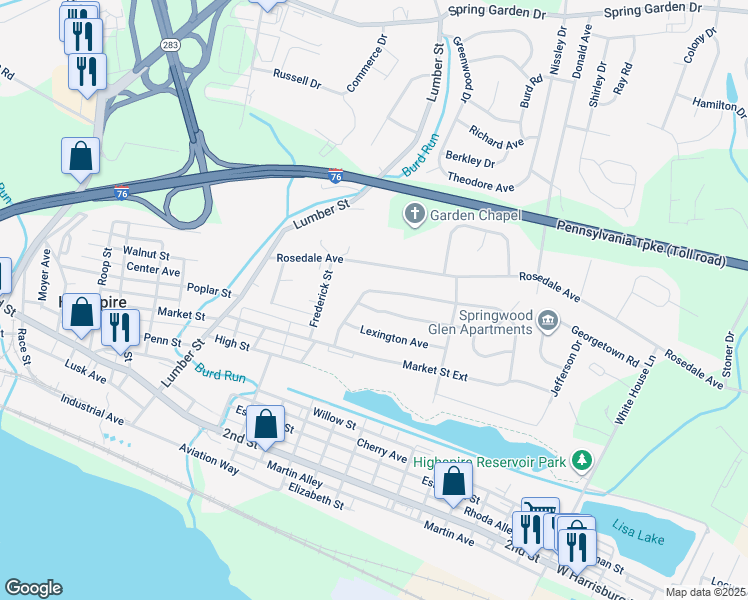 map of restaurants, bars, coffee shops, grocery stores, and more near 2075 Brentwood Drive in Middletown