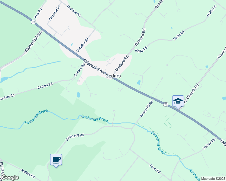 map of restaurants, bars, coffee shops, grocery stores, and more near 1958 Hunt Valley Road in Lansdale