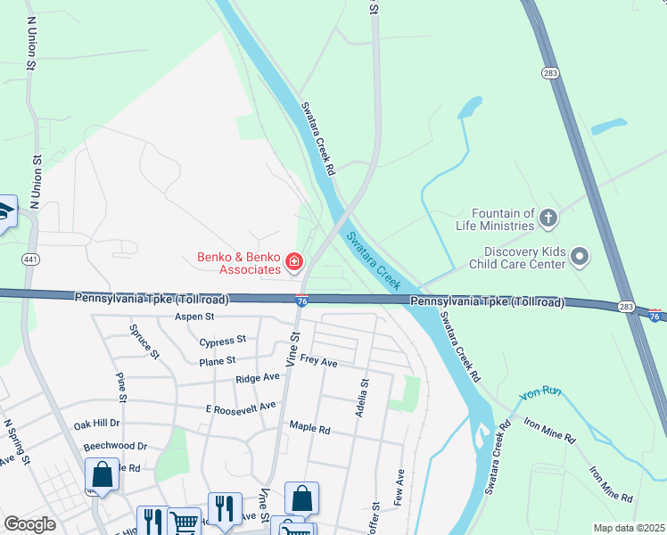 map of restaurants, bars, coffee shops, grocery stores, and more near 124 Eby Lane in Middletown
