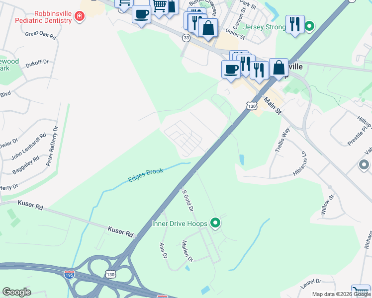 map of restaurants, bars, coffee shops, grocery stores, and more near 513 Spruce Street in Robbinsville Township