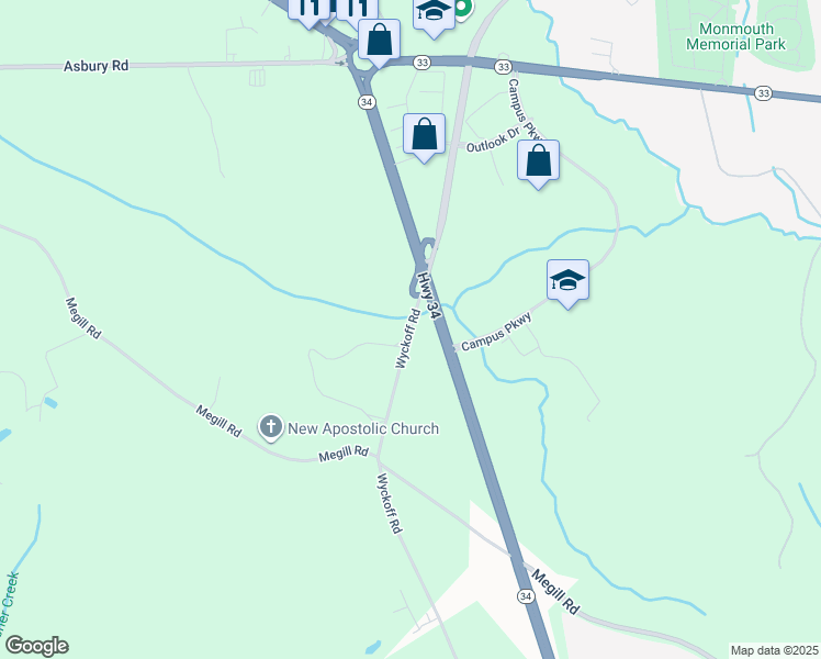 map of restaurants, bars, coffee shops, grocery stores, and more near 1427 Wyckoff Road in Wall Township