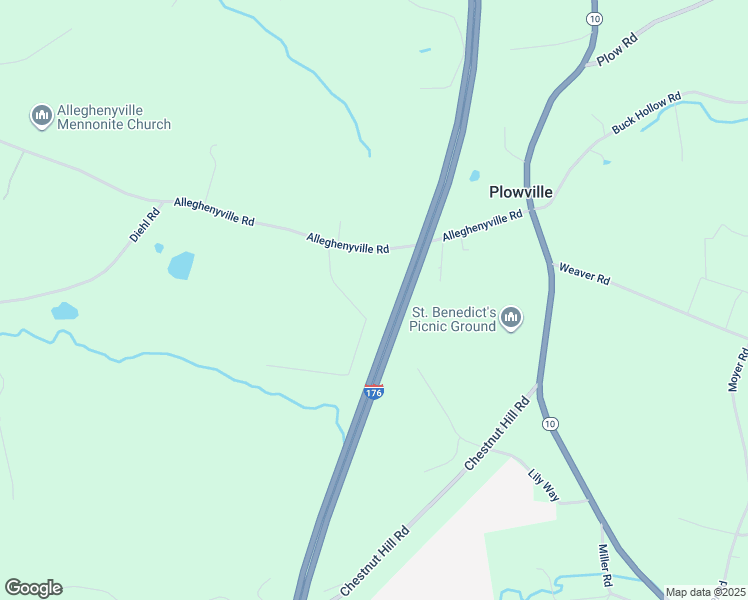 map of restaurants, bars, coffee shops, grocery stores, and more near 77 Ridge Road in Mohnton