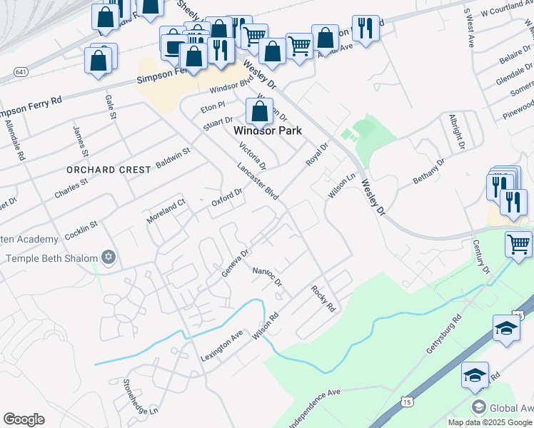 map of restaurants, bars, coffee shops, grocery stores, and more near 613 Geneva Drive in Mechanicsburg