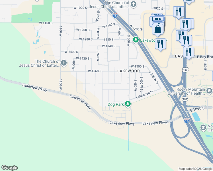 map of restaurants, bars, coffee shops, grocery stores, and more near 1632 South 680 West in Provo