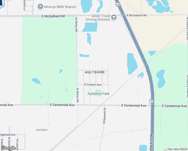 map of restaurants, bars, coffee shops, grocery stores, and more near 3300-3398 East Waid Avenue in Muncie