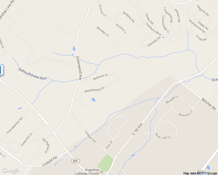 map of restaurants, bars, coffee shops, grocery stores, and more near 125 Meadowland Drive in Collegeville